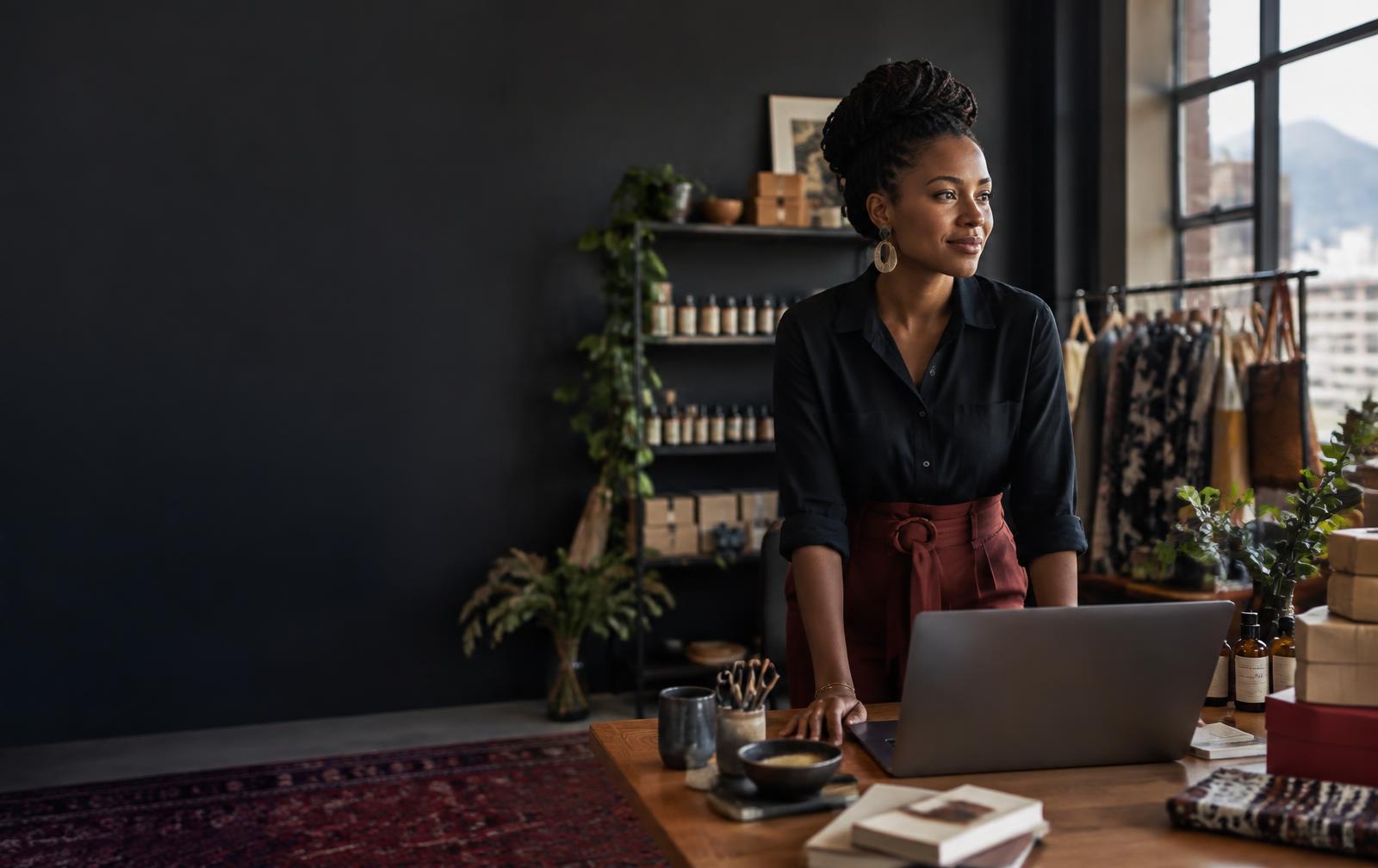 South African entrepreneur at work in her business studio
